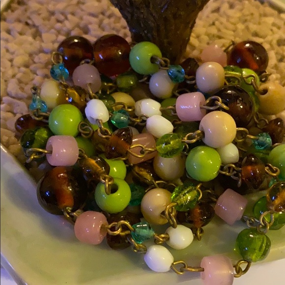 Antique multi color glass long necklace - Picture 3 of 3